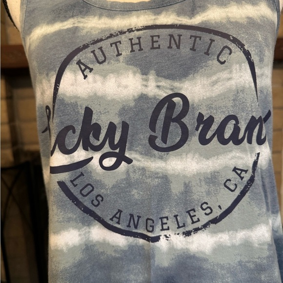 LUCKY BRAND Los Angeles Blue & White Bleached Striped Tank Top - Large - Picture 2 of 8